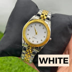 Men’s quartz watch stainless steel chain strap white gold