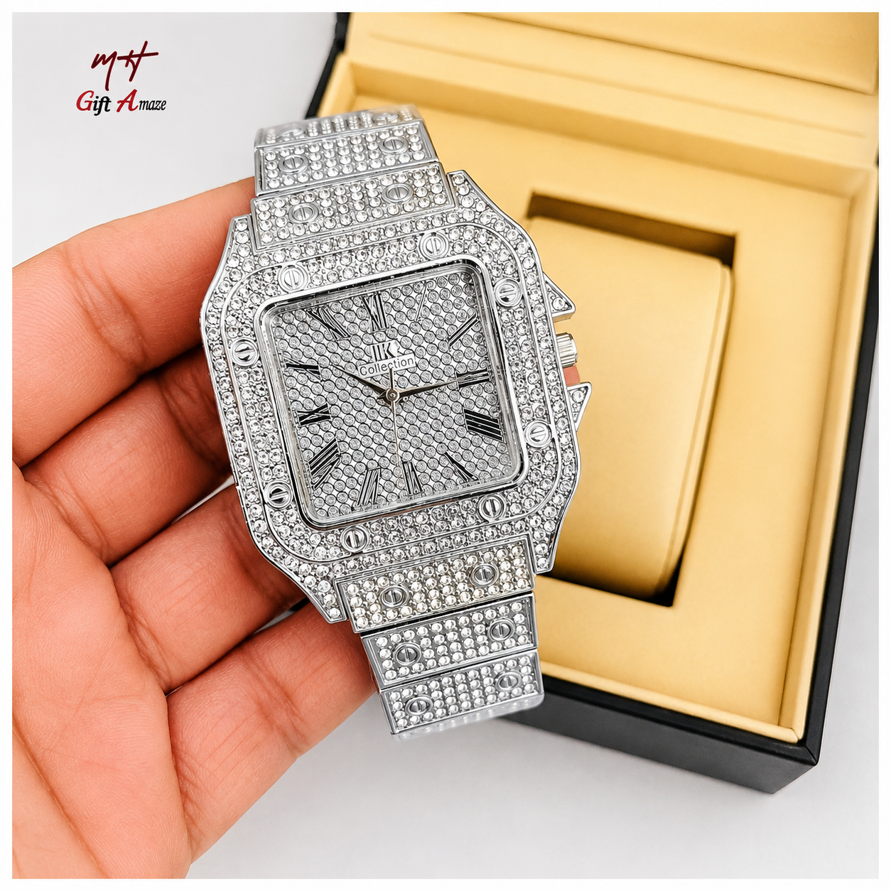 Luxury Rhinestone Gold watch for Women/Men