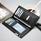 Men's Leather Bi-Fold Wallet Black Brown Slim Design