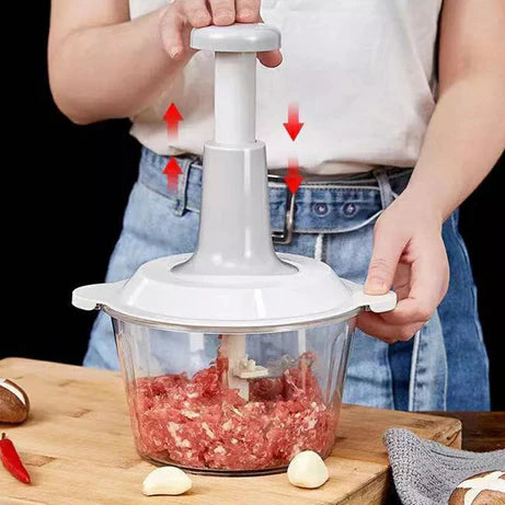 Multi-Function Hand Pushing Cooker Chopper with 4-Blades,