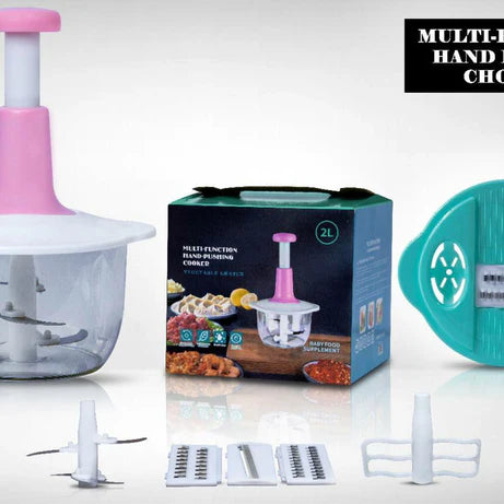 Multi-Function Hand Pushing Cooker Chopper with 4-Blades,
