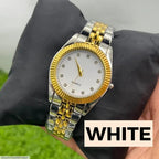 Men’s quartz watch stainless steel chain strap white gold