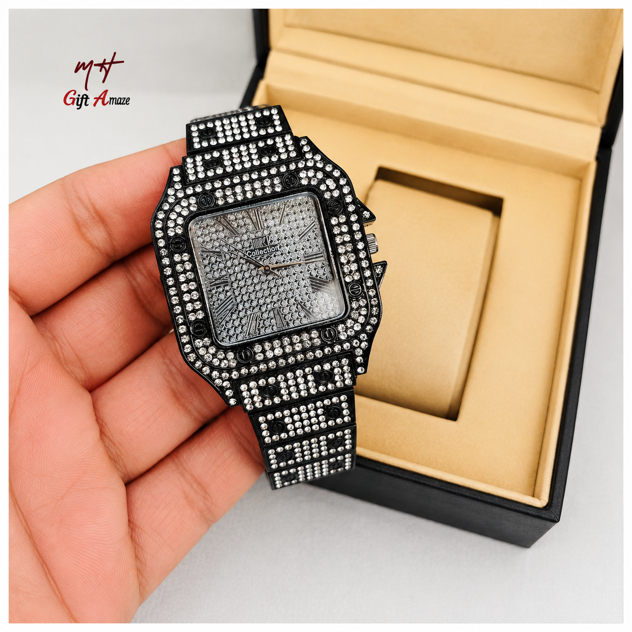 Luxury Rhinestone Gold watch for Women/Men