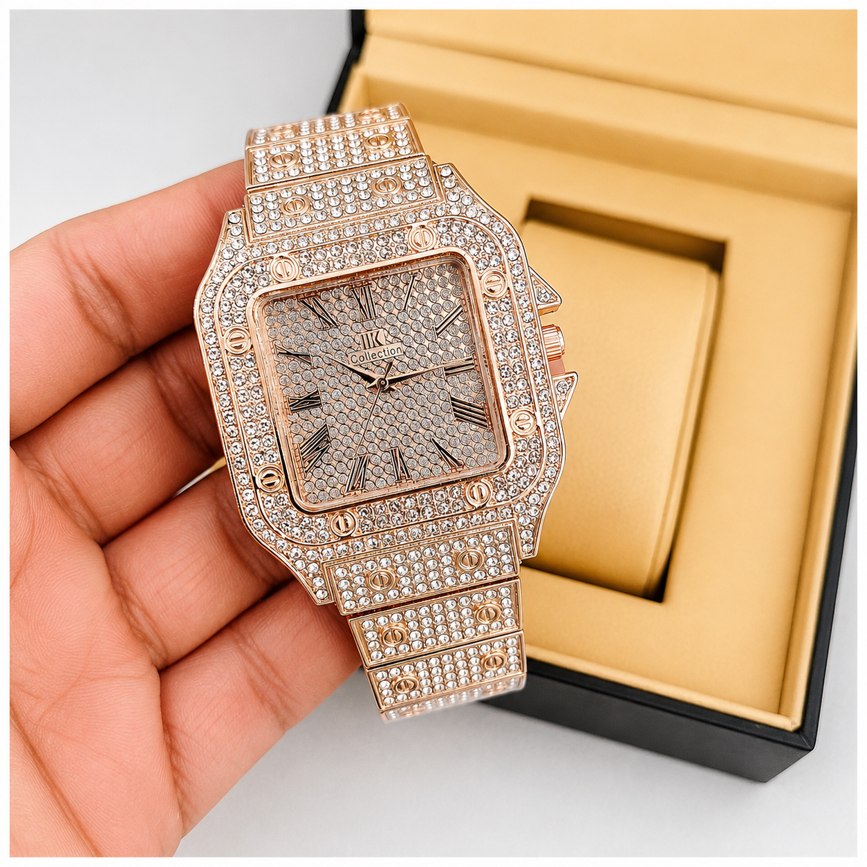 Luxury Rhinestone Gold watch for Women/Men