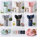 12 PCs Non stick Silicone Cooking Set-Fresh with Wooden Handle Cooking Tool Set
