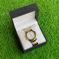 Men's Rose Gold Chronograph Watch with Black Strap