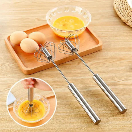 2 Pcs Premium Quality Automatic Stainless Steel Hand Pressure  Whisk Mixer