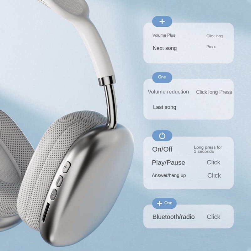 P9 Wireless Bluetooth headphones with noise cancelling and stereo sound